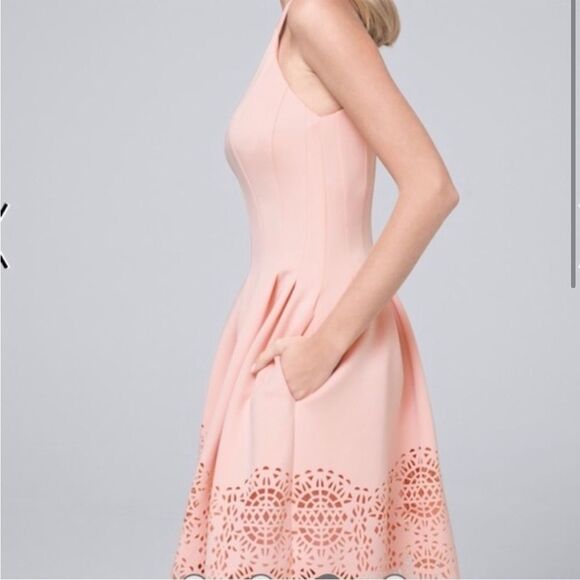 VINCE CAMUTO Size 14P Laser Detail Light Pink Dress has pockets! - Picture 2 of 16